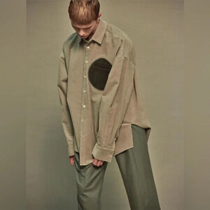 NOHANT UNISEX CORDUROY COCOON SHIRT GRAY size large